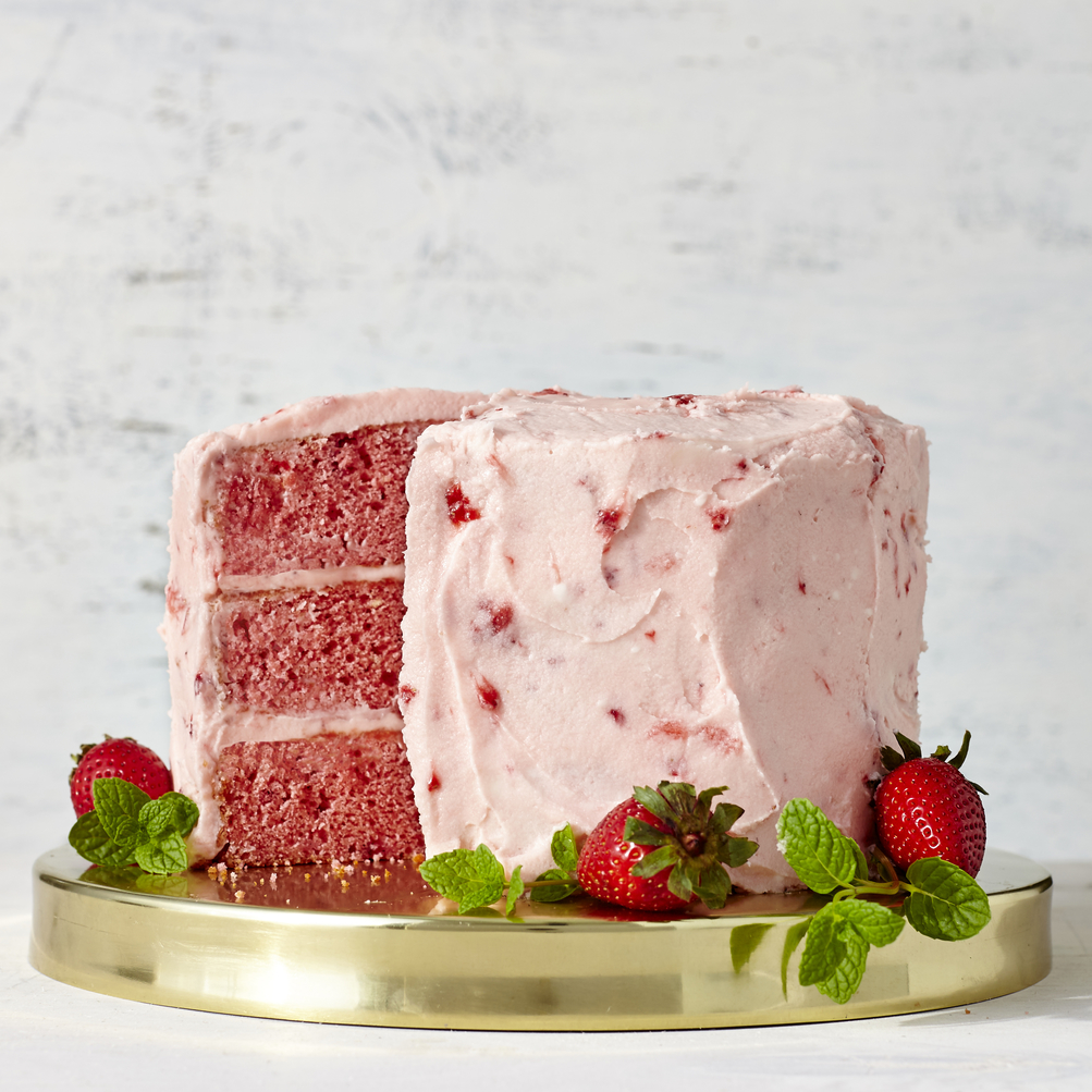 Strawberry Cake with Strawberry Buttercream Frosting Recipe | MyRecipes
