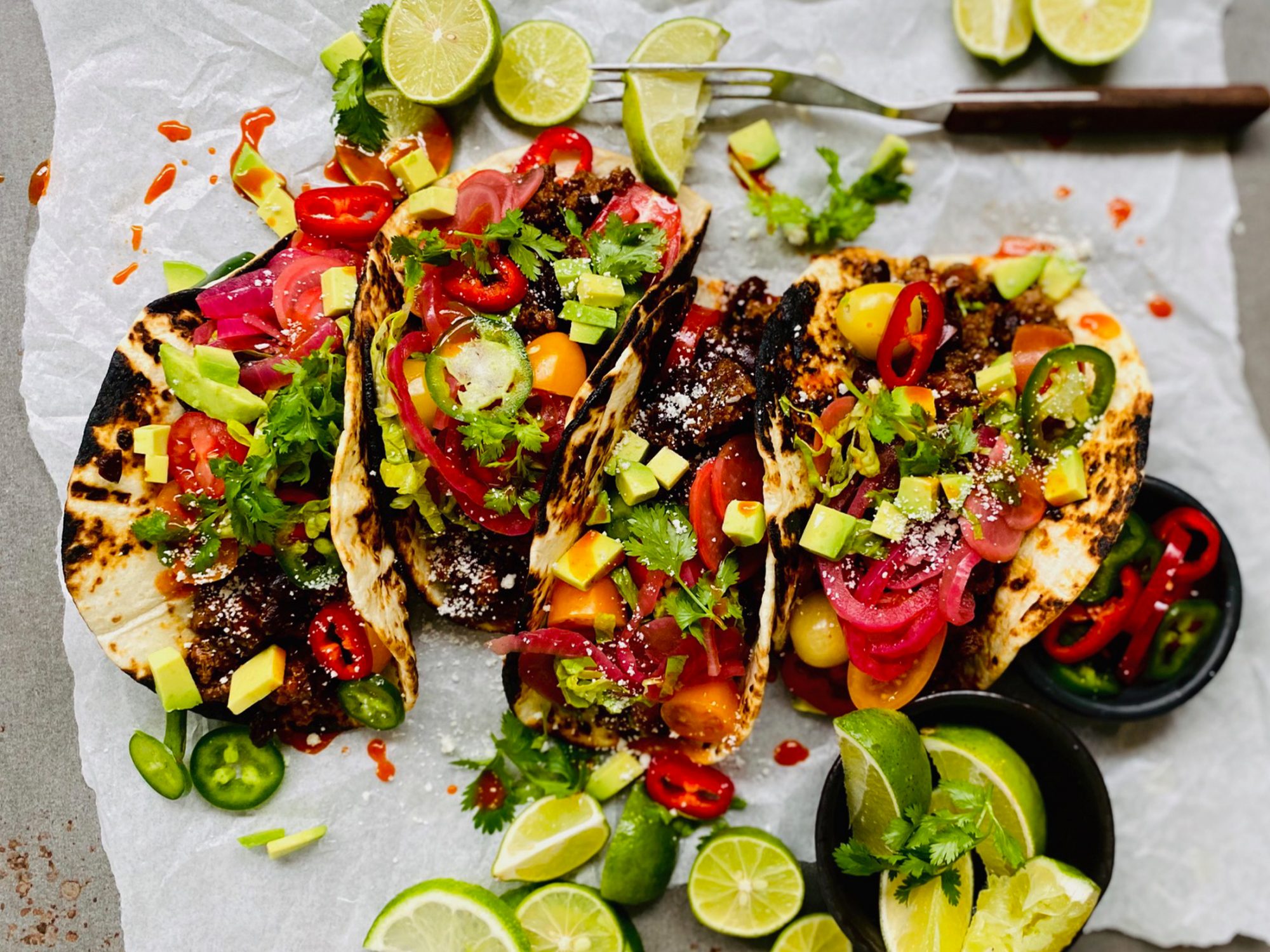 Beef and Black Bean Tacos With Pickled Onion and Radish Recipe | MyRecipes