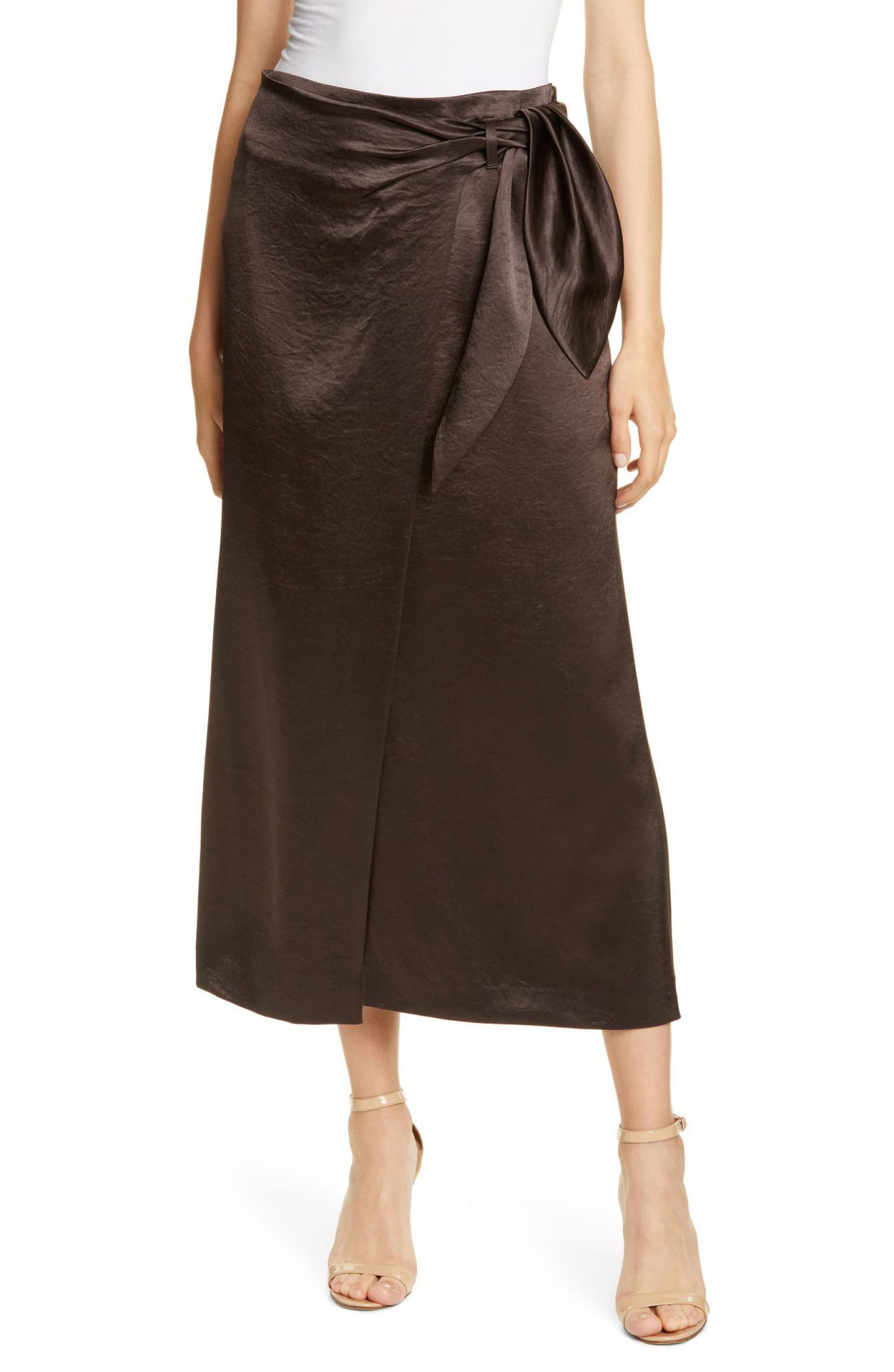 Shop Meghan Markle's Brown Satin Midi Skirt Look Starting at $23 ...