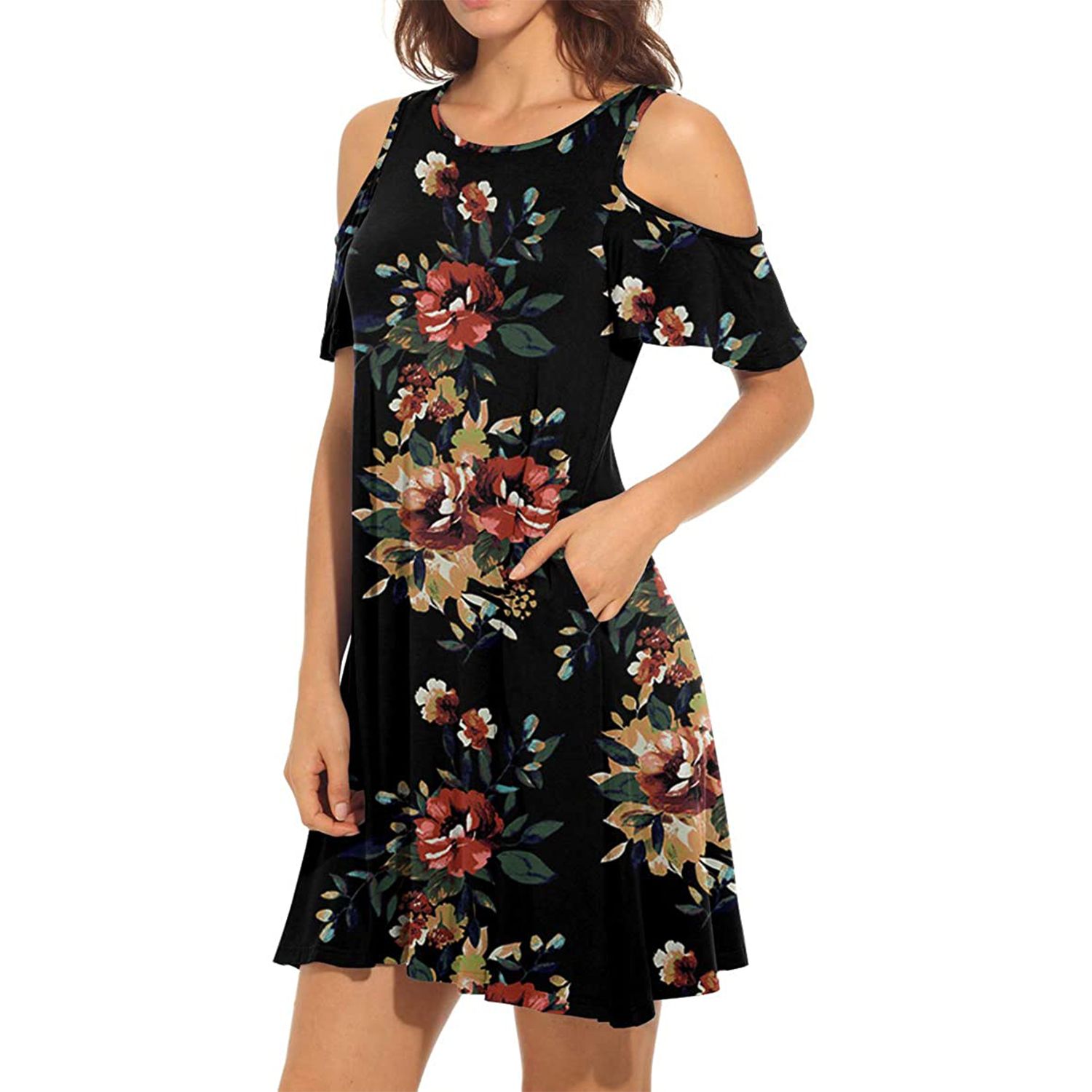 The Qixing Cold-Shoulder Swing T-Shirt Dress Is Popular on Amazon ...