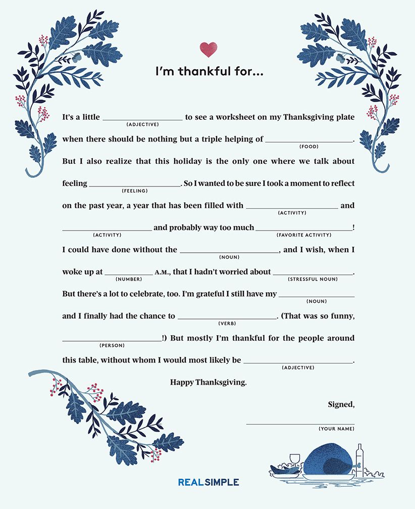 Thanksgiving Mad Libs This Printable Thanksgiving Form Is the Funniest