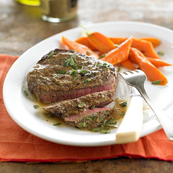 Mustard-Crusted Steaks with Herb Butter | Better Homes & Gardens