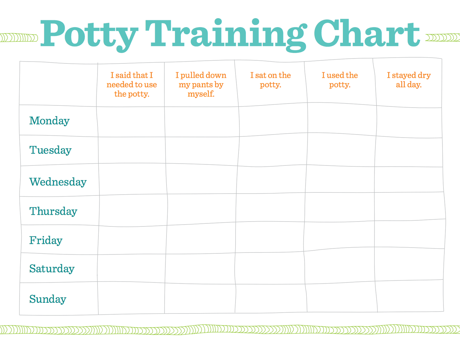 And Potty Training Chart