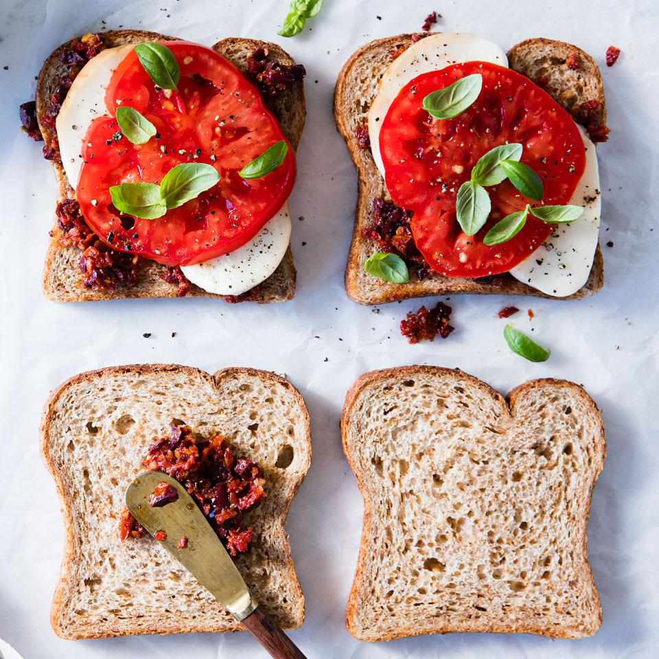 Tomato &amp; Smoked Mozzarella Sandwiches Recipe | EatingWell