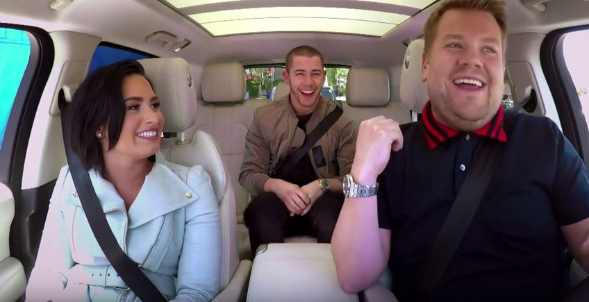 Carpool Karaoke: Nick Jonas and Demi Lovato ride with James Corden | EW.com