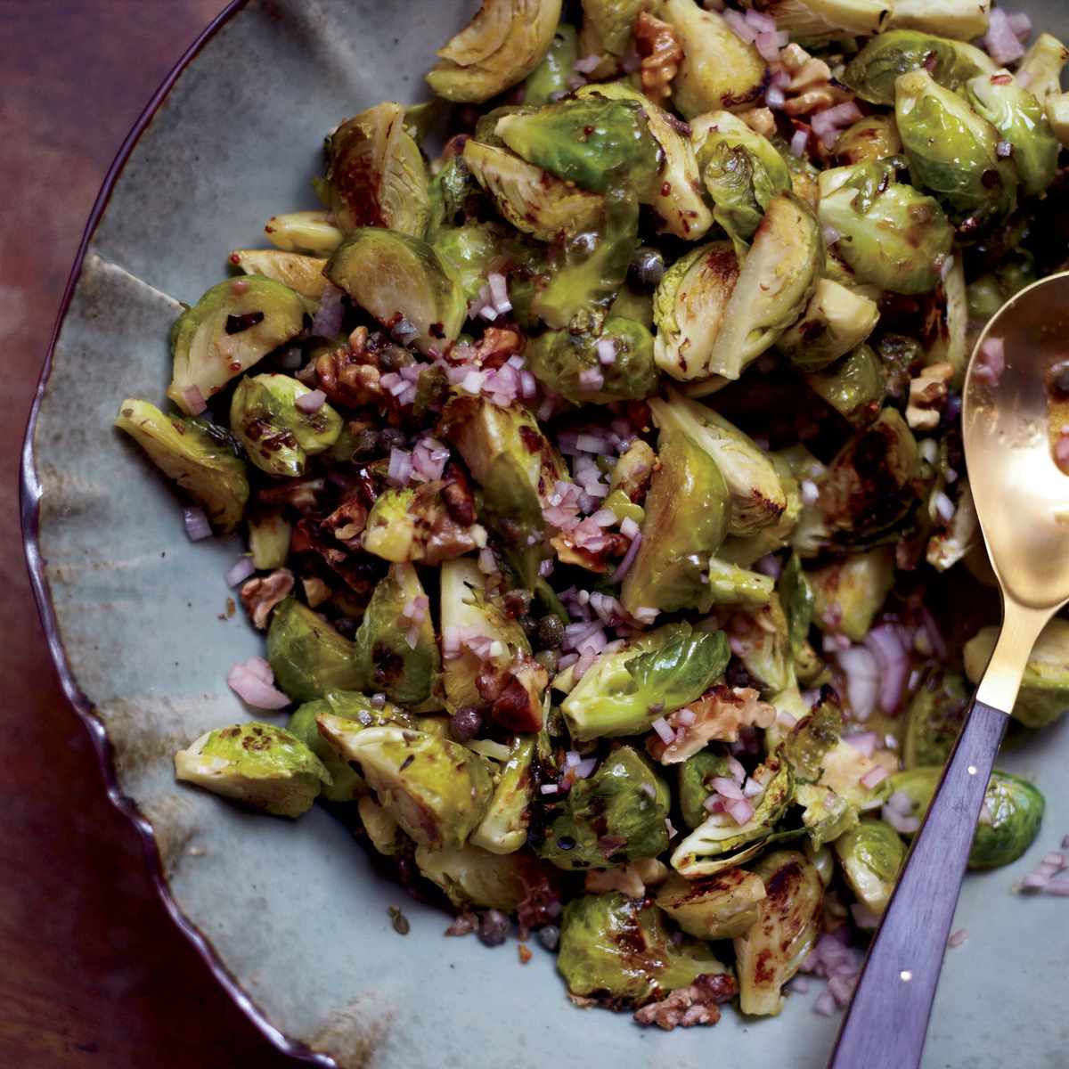 Roasted Brussels Sprouts with Capers, Walnuts and Anchovies Recipe