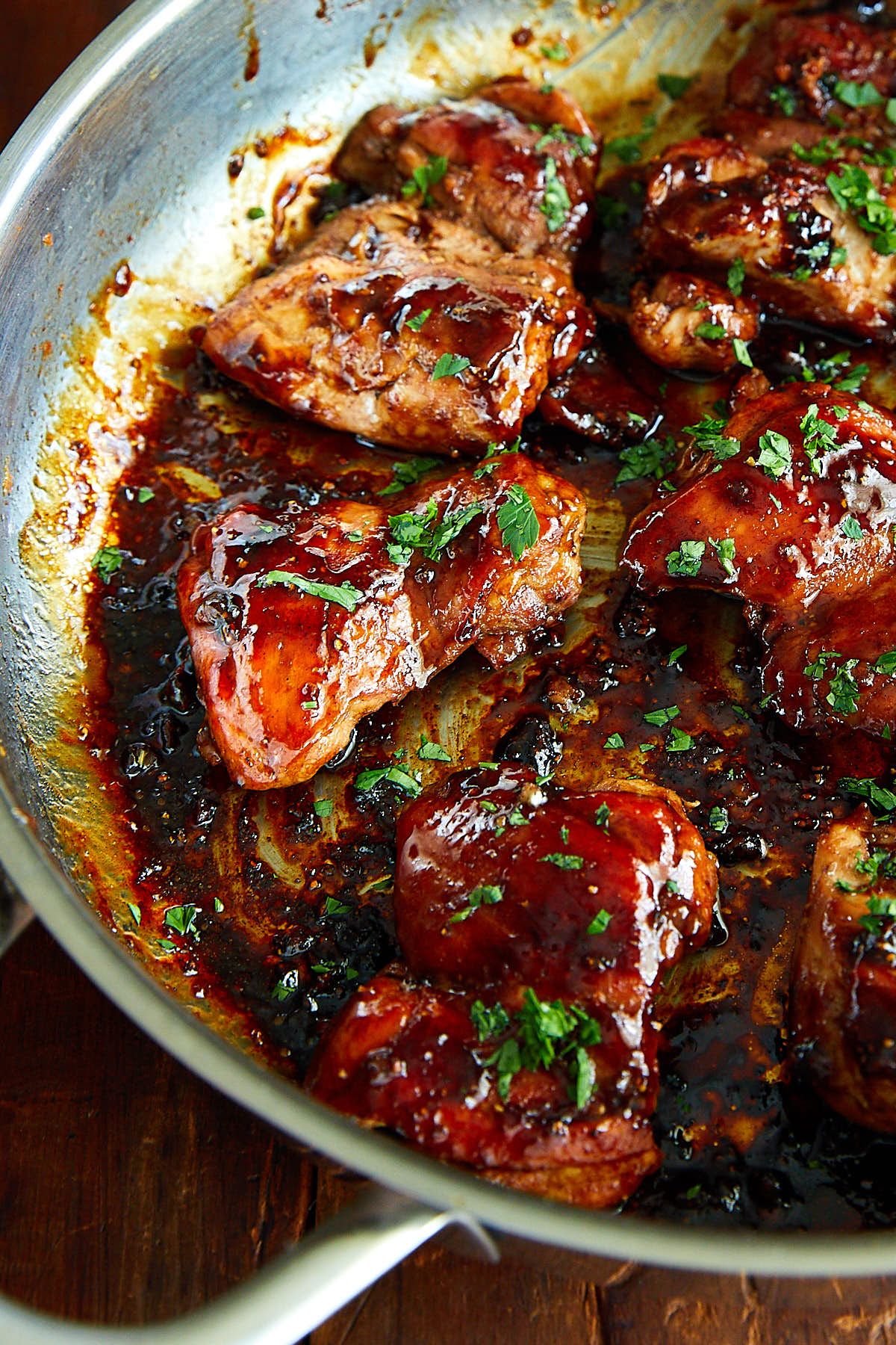 Honey Pomegranate Chicken Thighs Pan Fried Chicken Thighs Glazed In Syrian Honey Pom Honey Chicken Recipe Chicken Thigh Recipes Boneless Chicken Thigh Recipes