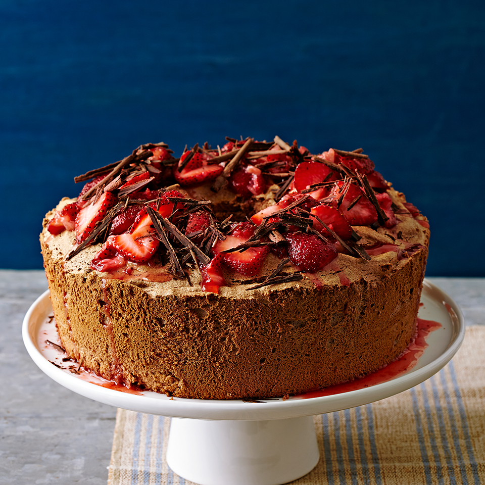 Chocolate Covered Strawberry Angel Food Cake Recipe | EatingWell