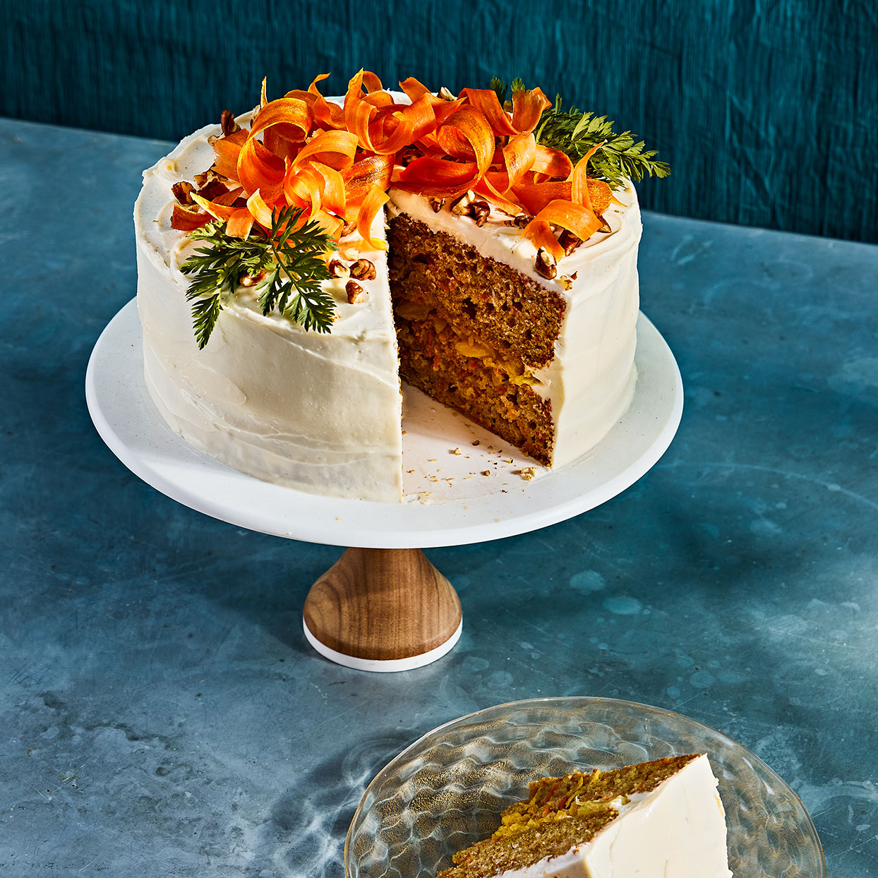 Carrot Cake with Candied Carrot Curls Recipe | EatingWell