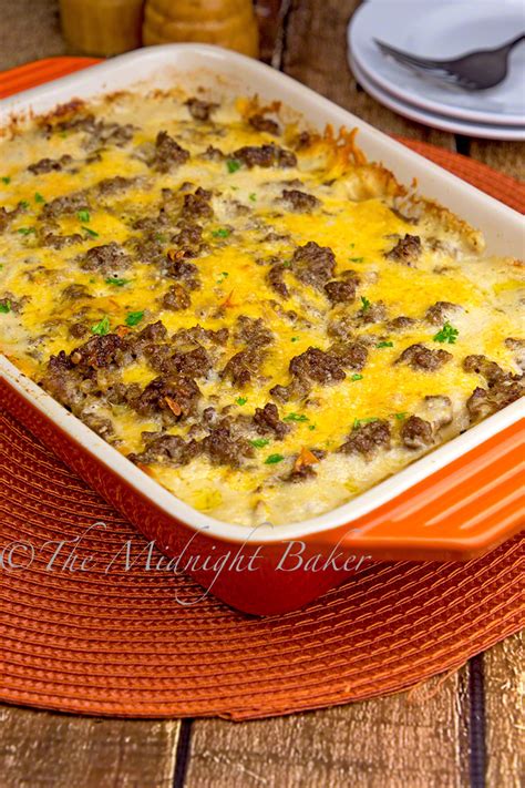 , once beef is browned and onions broccoli ground beef casserole