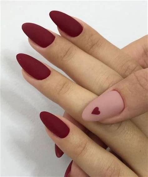 Mini hearts on feature nail valentine's nails design