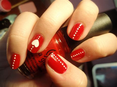 Start with a sheer or pale pink nail base and draw random … valentine's nails design