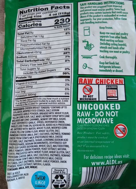 aldi red bag chicken nutrition