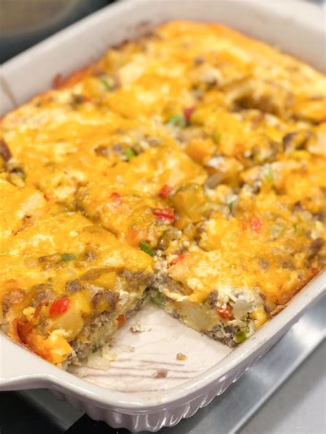 Bagel Breakfast Casserole With Sausage Egg And Cheese