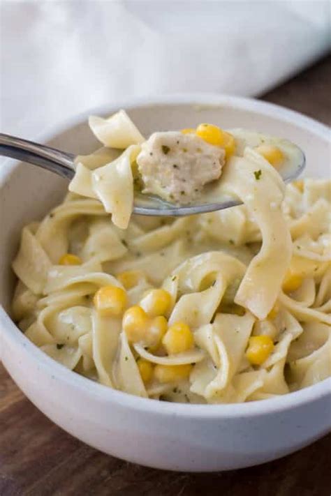 Remove chicken and shred or chop, continue the recipe as directed slow cooker chicken noodle soup with frozen noodles