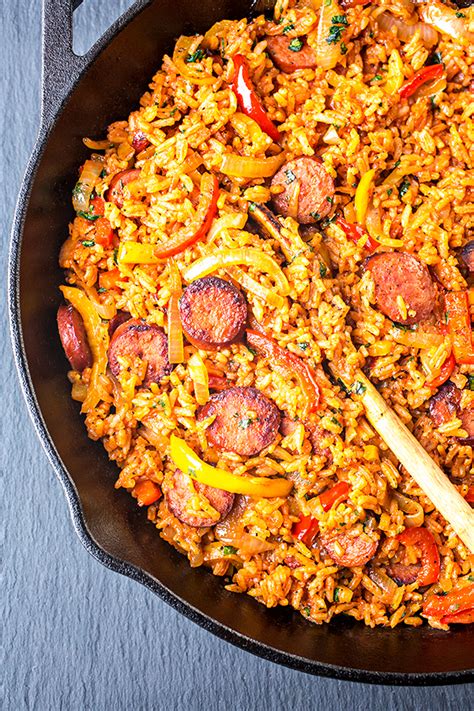 sausage peppers rice skillet