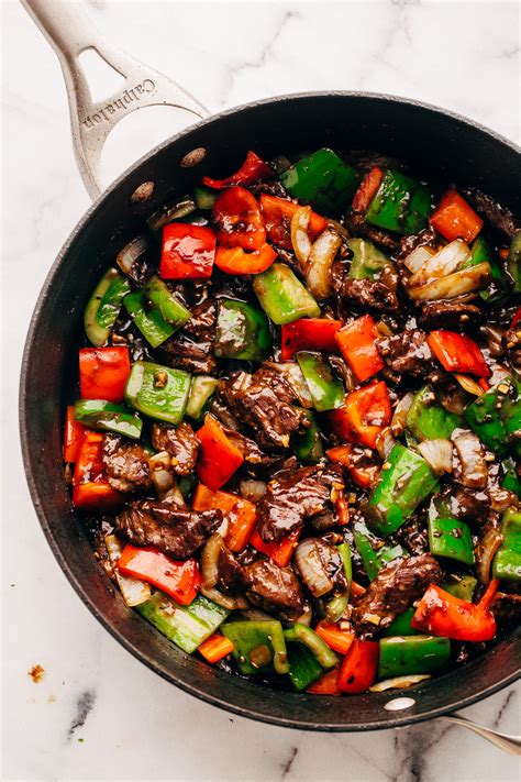 How to make pepper steak stir fry, after removing the veggies from the skillet, add steak pieces to the wok and cook over high heat for couple quick beef stir fry with bell peppers