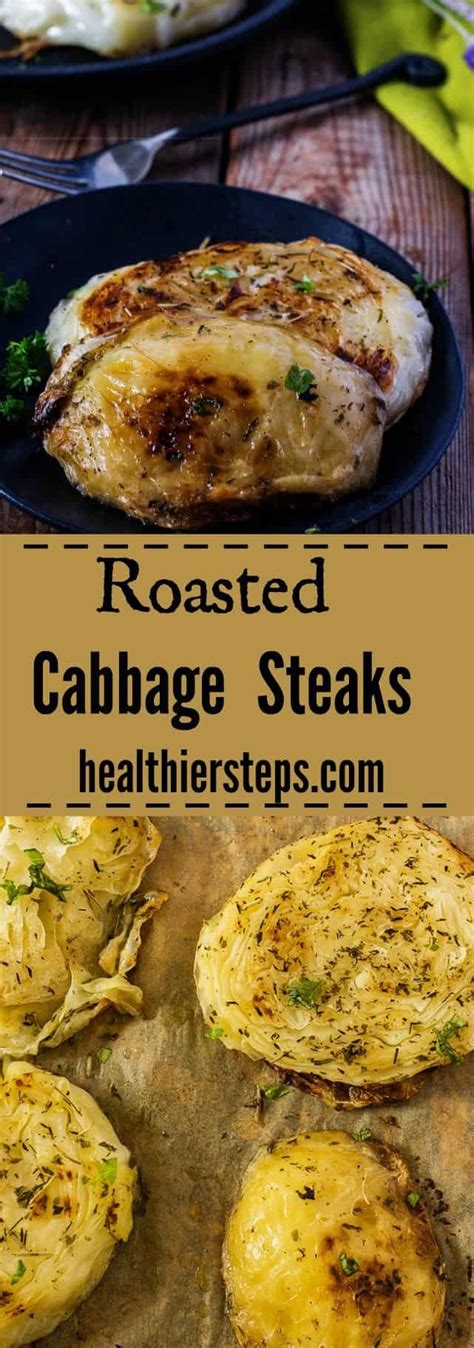 garlic rubbed roasted cabbage steaks