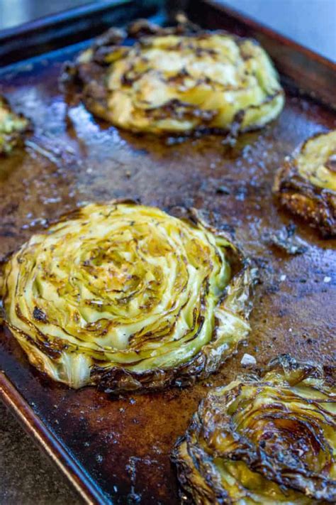 garlic rubbed cabbage steaks