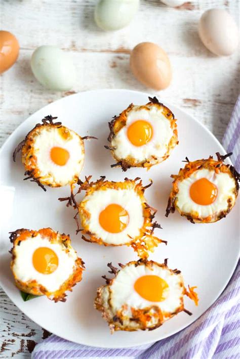 hash brown egg nests with avocado