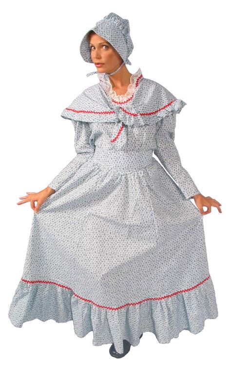 In plus size, it's a striking dress, apron, and bonnet combo, instantly evocative of pioneer clothing from the 1800s pioneer woman costume plus size