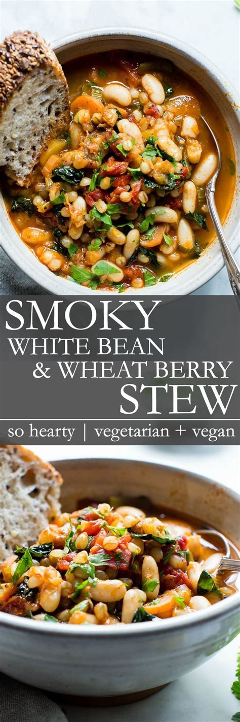 smoky white bean kale and wheat berry stew