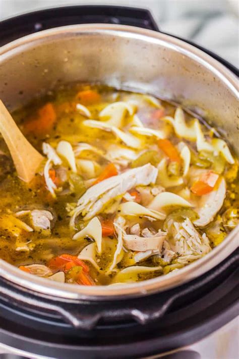 Once the pot is hot, add the onion, carrots and celery and cook, stirring easy chicken noodle soup in instant pot