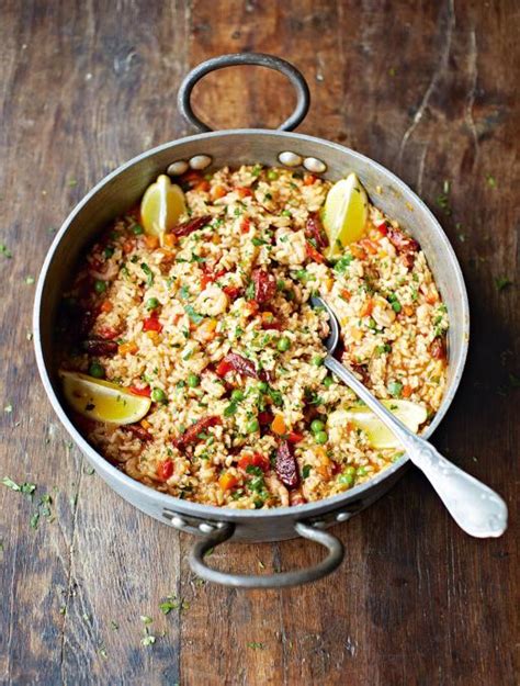 In a paella pan, add a lug of oil and place it over medium jamie oliver paella recipe seafood