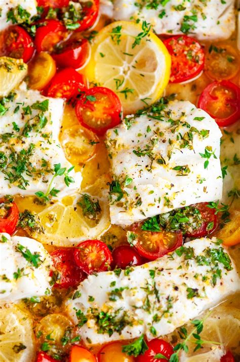 baked ling cod with lemon garlic butter sauce
