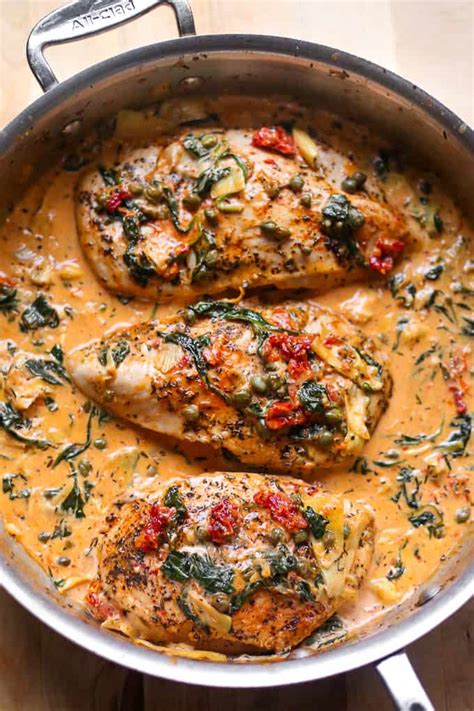 italian skillet chicken with spinach tomatoes and onions