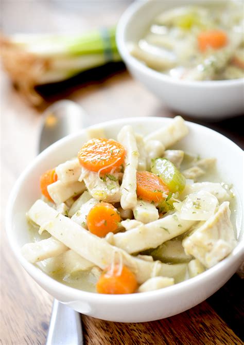 homemade chicken noodle soup on stovetop