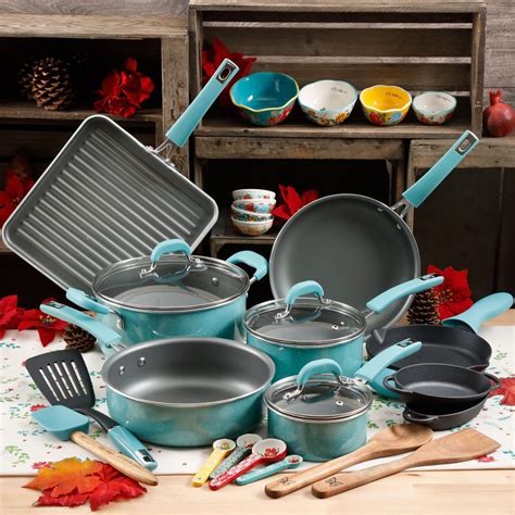 blue pioneer woman pots and pans