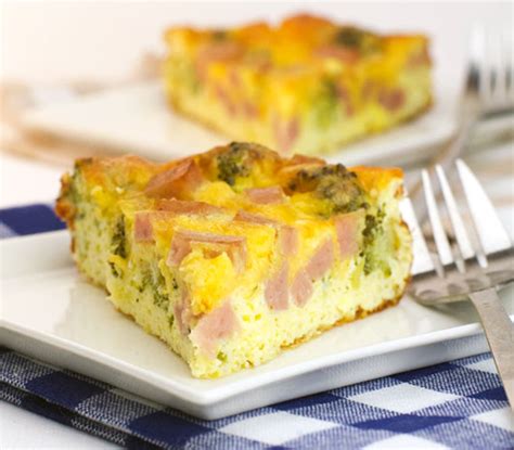 Use ham, bacon, or whatever protein cheesy crustless quiche with broccoli and ham