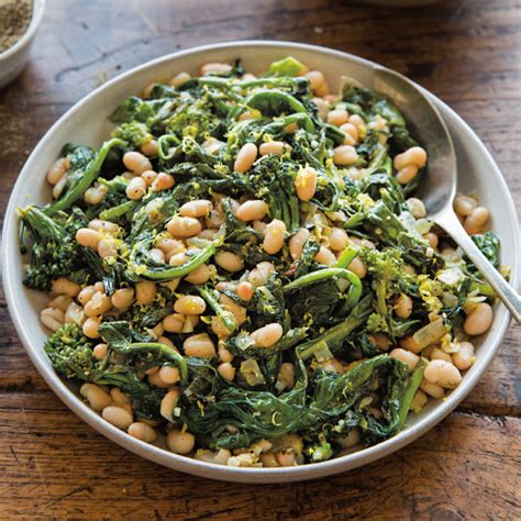 Add lemon, anchovies, and garlic lemony broccoli rabe with white beans