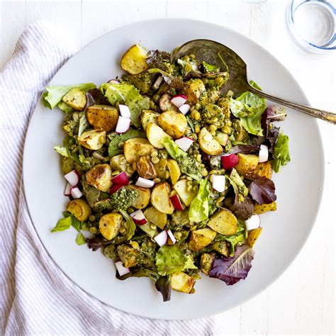 spring vegetable salad with mint pesto