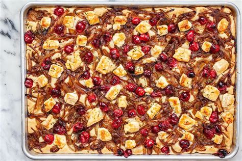 Easiest way to cook focaccia with caramelized onions cranberries and brie