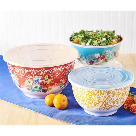 The pioneer woman melamine mixing bowls with lids (set of pioneer woman bowls with lids