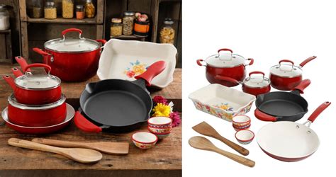 pioneer woman cookware set with cast iron skillet