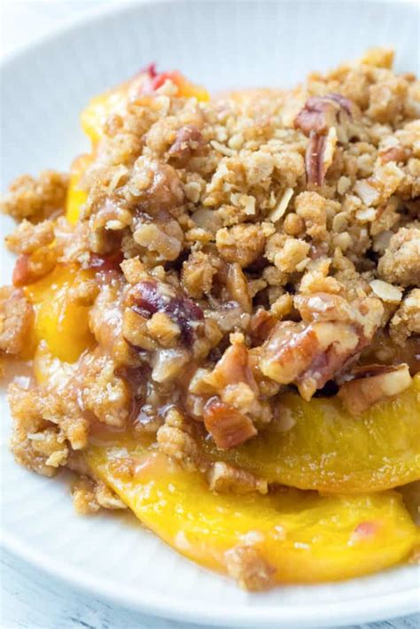 skillet peach crisp with ginger and pecans