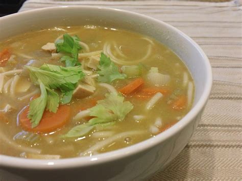 homemade chicken noodle soup with no yolk noodles