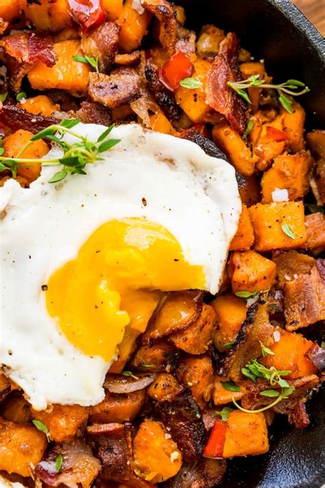 sweet potato hash with sausage and eggs