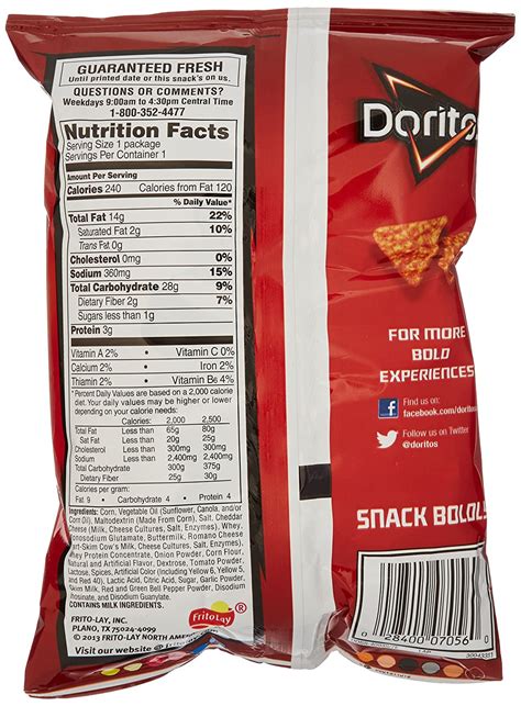 how many calories in a big bag of doritos
