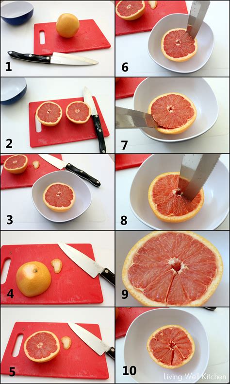 Using a paring knife or a grapefruit knife, cut the  broiled grapefruit recipe