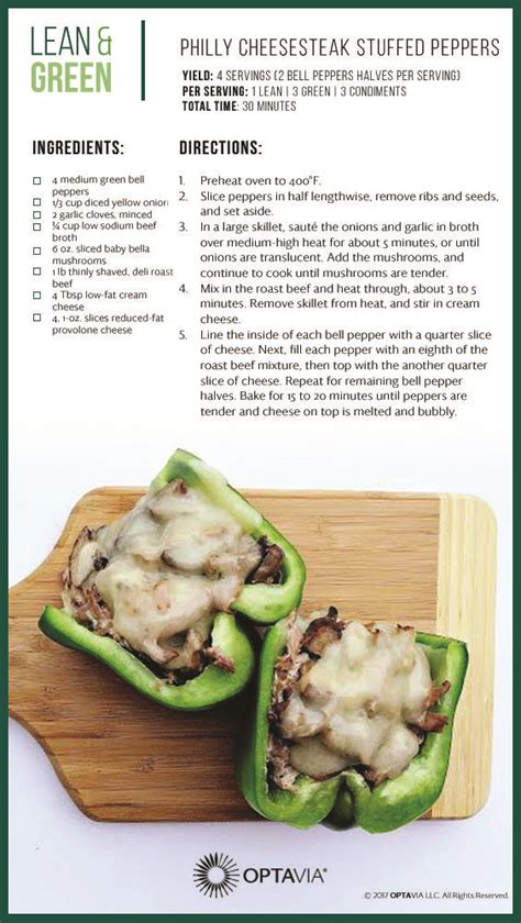 Easiest way to prepare philly cheesesteak stuffed peppers optavia lean and green recipes pdf