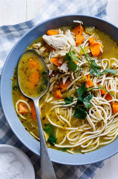homemade chicken noodle soup with bone broth